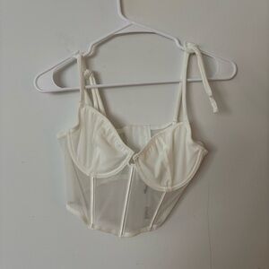 brand new! kat the label femme bustier ivory white tie up corset crop tank top🤍